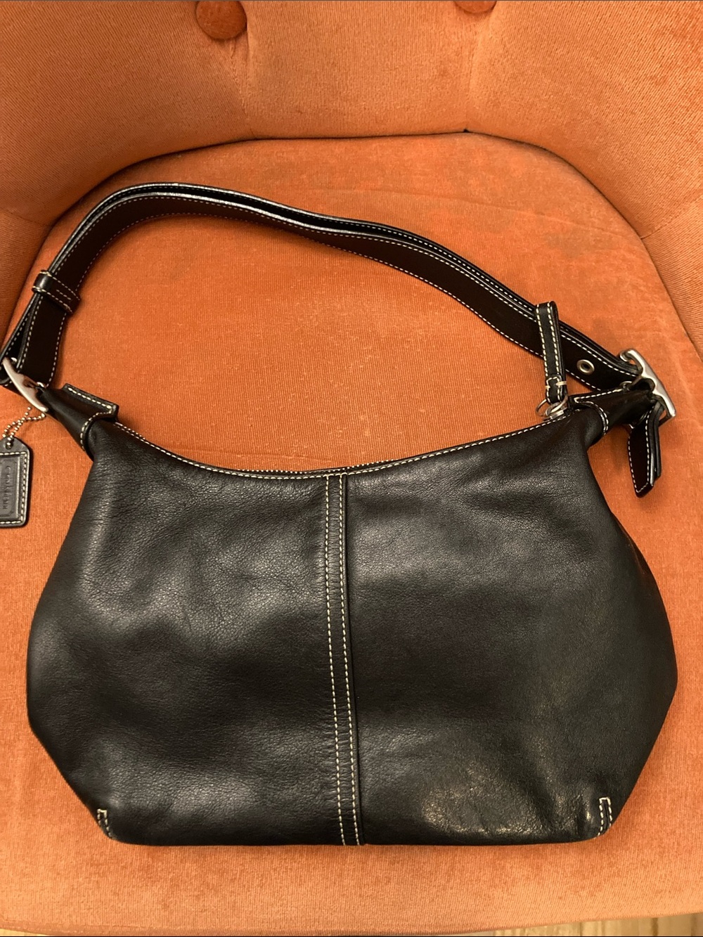 Coach Legacy Convertible 9566 Leather Shoulder Bag with Contrast Stitching